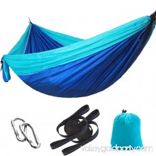 Lightahead Single Parachute Portable Camping Hammock Including 2 Straps with Loops & Carabiners– Heavy Duty Lightweight Nylon, Best Parachute Hammock For Camping, Travel, Beach (Dark Blue/Sky Blue) 569751473